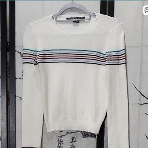 Veronica Beard Posie Crewneck Pullover Sweater in Ivory Multi Size Small